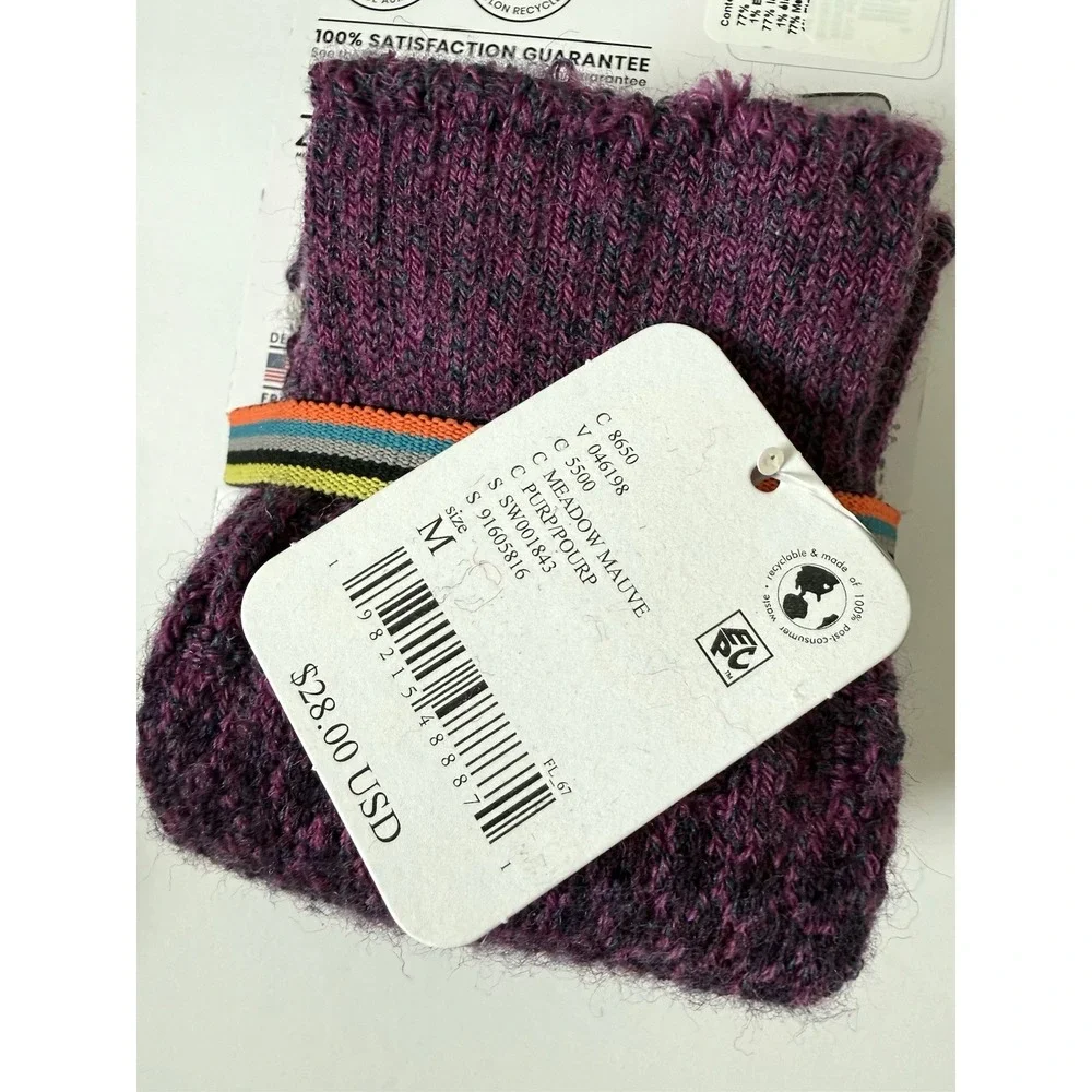 Smartwool Everyday Cable Crew Unisex Medium Full Cushion Purple Pattern NEW